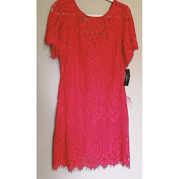NWT Lulu's Red Lace Mini Dress - Picture 3 of 8